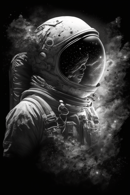 Astronaute la tête dans les nuages
