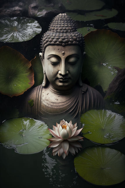 Bouddha aux lotus