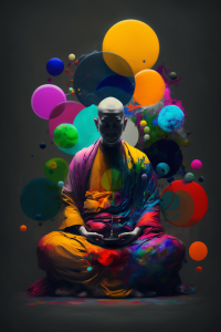 Moine bouddhiste coloré