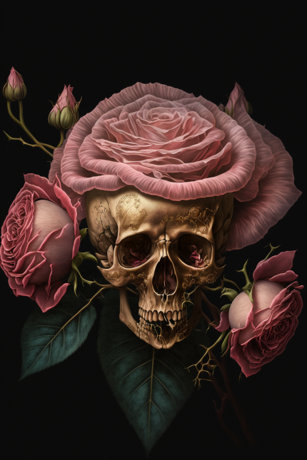 crâne fleuri